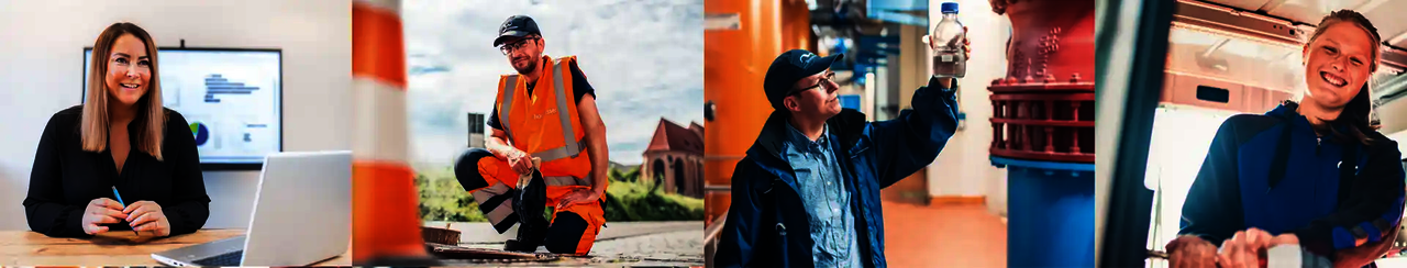 Collage Mitarbeiter bei der Arbeit