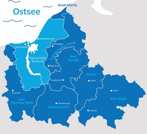 Verbandsgebiet, Karte von Rostock und Landkreis